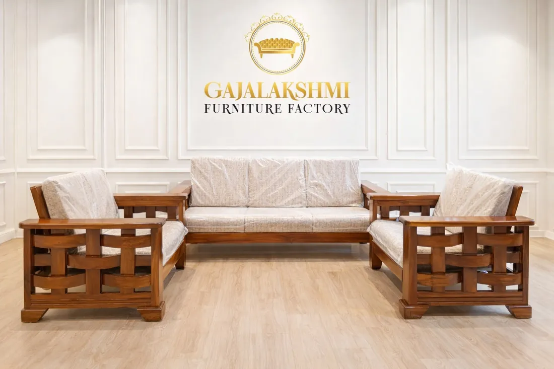 Basket Weave Teak Sofa Set