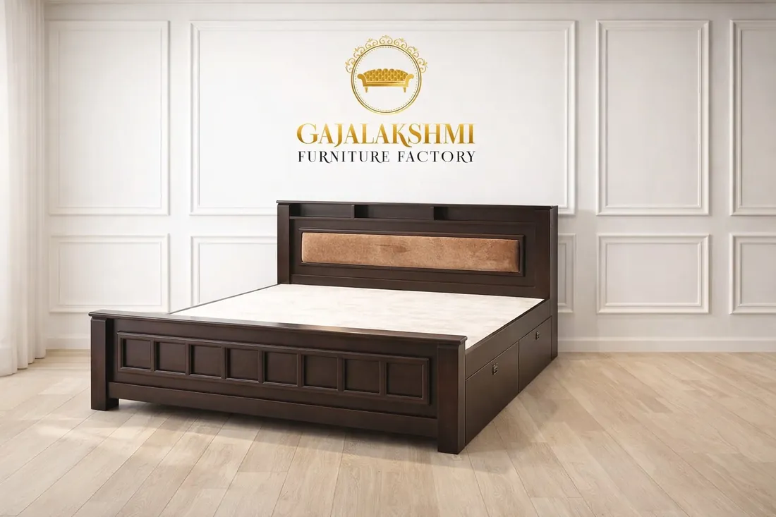 Walnut Cot with Cushioned Headboard